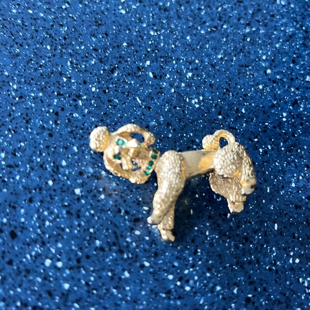 3 goldtone jewel studded poodle dog pins - Picture 5 of 8